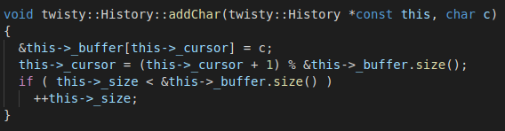 Circular buffer in addChar function